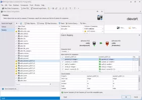 Compare tables with different structure