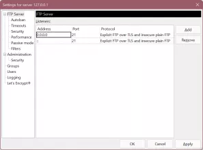 FileZilla Server screenshot 1