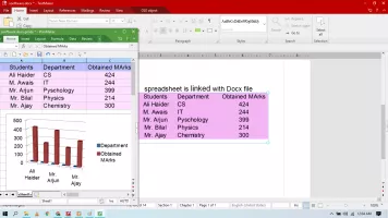 Shows implementation of OLE (object linking embedded) feature