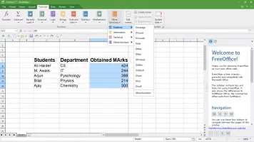 Variety of formulas supported by PlanMaker