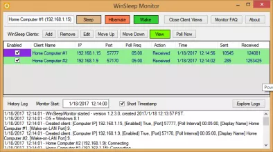 WinSleep Monitor - Main Screen